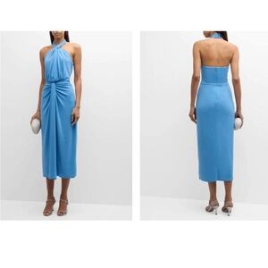 NWT Cinq a Sept sz 10 Kaily Twist Halter Midi Dress in Sky Blue